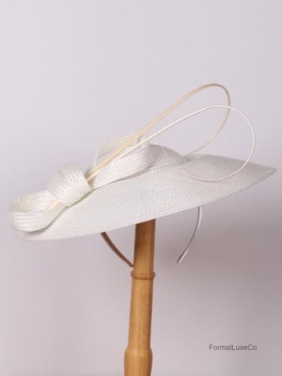 Wide Brim Straw Derby Hat with Feather Fascinator, Adjustable Headband, main image 7